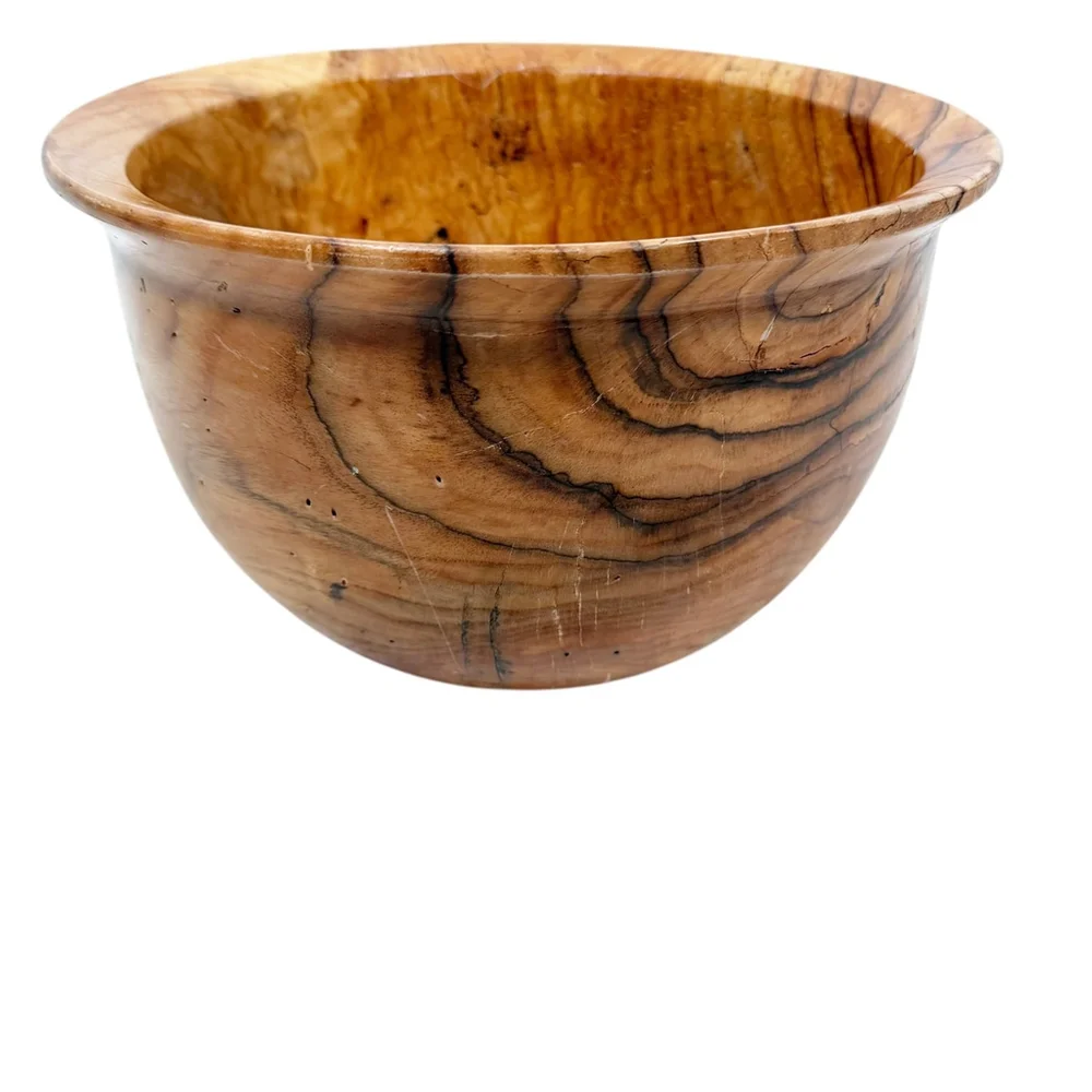 D. Rhudy Spalted Persimmon Wood Bowl Large Decorative Centerpiece Signed 7.5